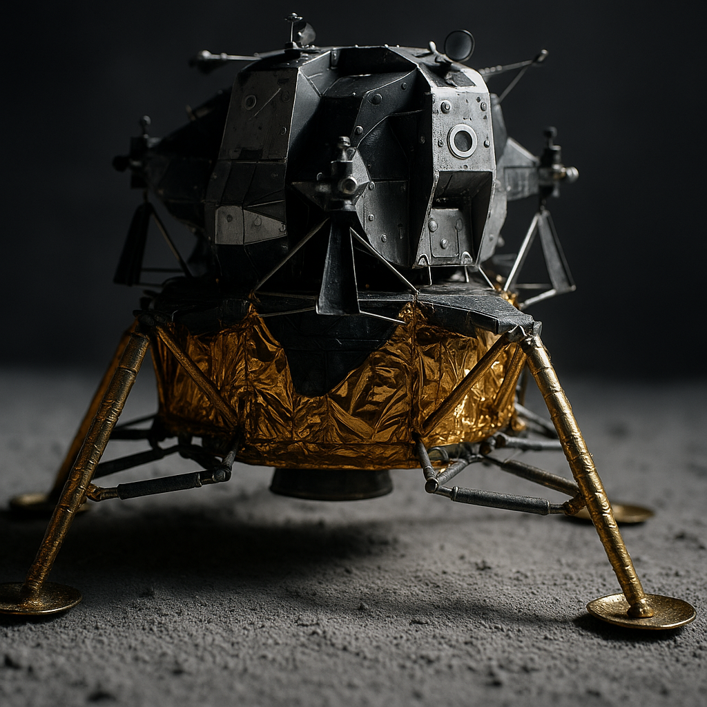 Detailed lunar lander model representing the competitive moon missions 2026 space race hardware