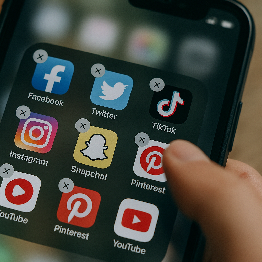 Social media apps being deleted from a phone screen illustrating Gen Z leaving social media 2026