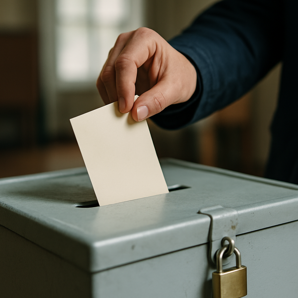 Voter casting a ballot representing electoral shifts in far right politics across Europe in 2026