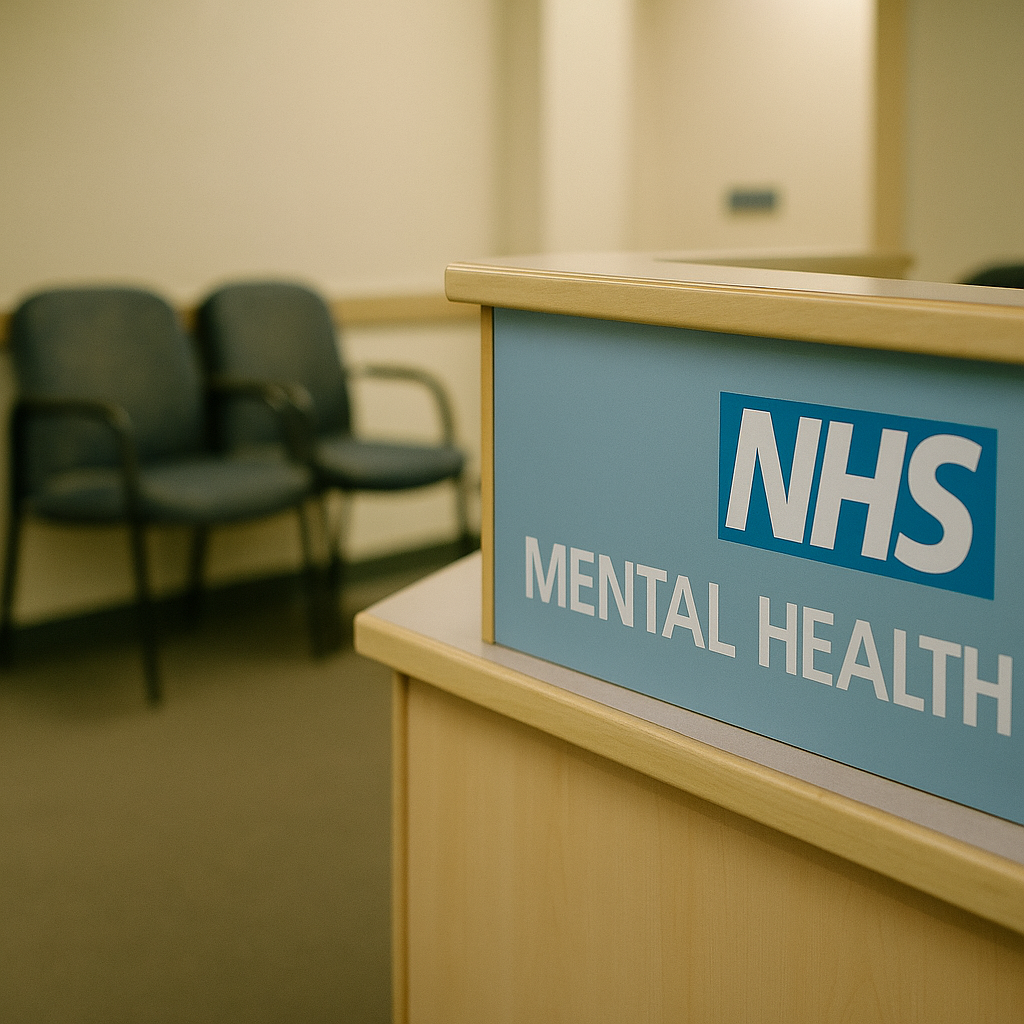 NHS mental health clinic waiting area illustrating pressure on services from rising mental health diagnoses