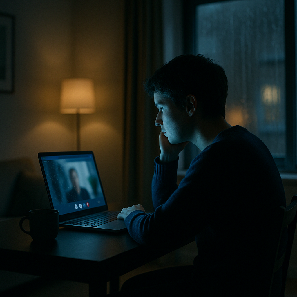 Person watching suspicious video content online, illustrating deepfake disinformation 2026