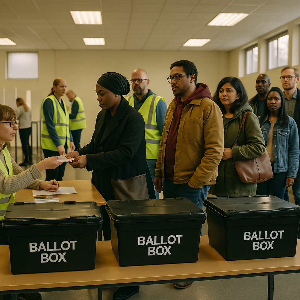 Voters queuing at a polling station during one of the major elections 2026