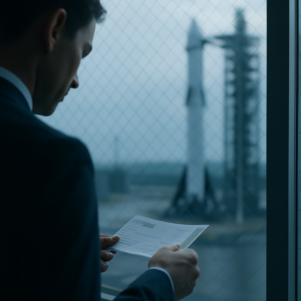 Wealthy passenger reviewing space tourism 2026 boarding documentation at a private space facility